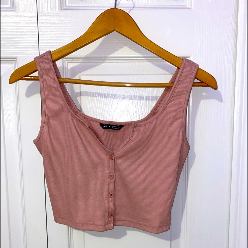 Light Pink Buttoned Crop Top